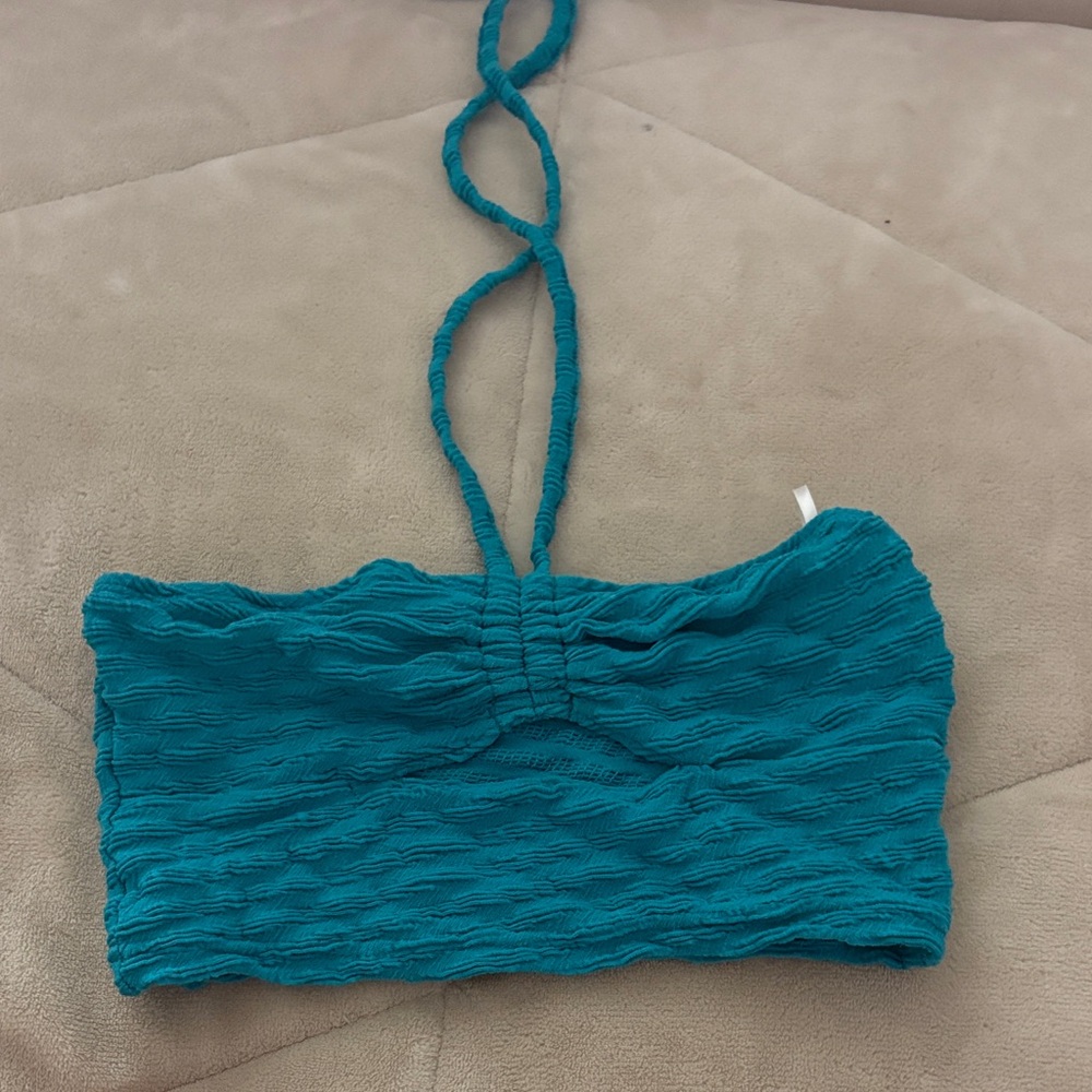 Teal Textured Halter Top